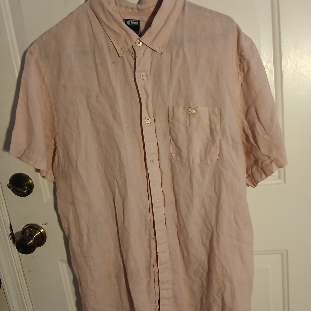 Todd Snyder Men's Short-Sleeve Button-Down Shirt in Pale Pink